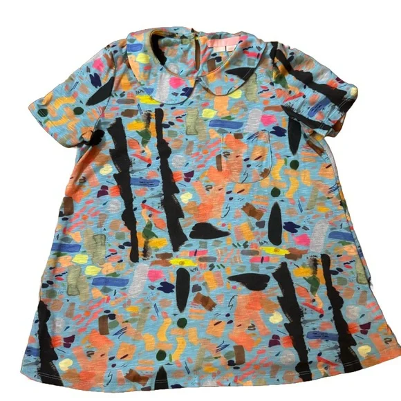 Colorful Abstract Print Women's Blouse - Picture 1 of 7